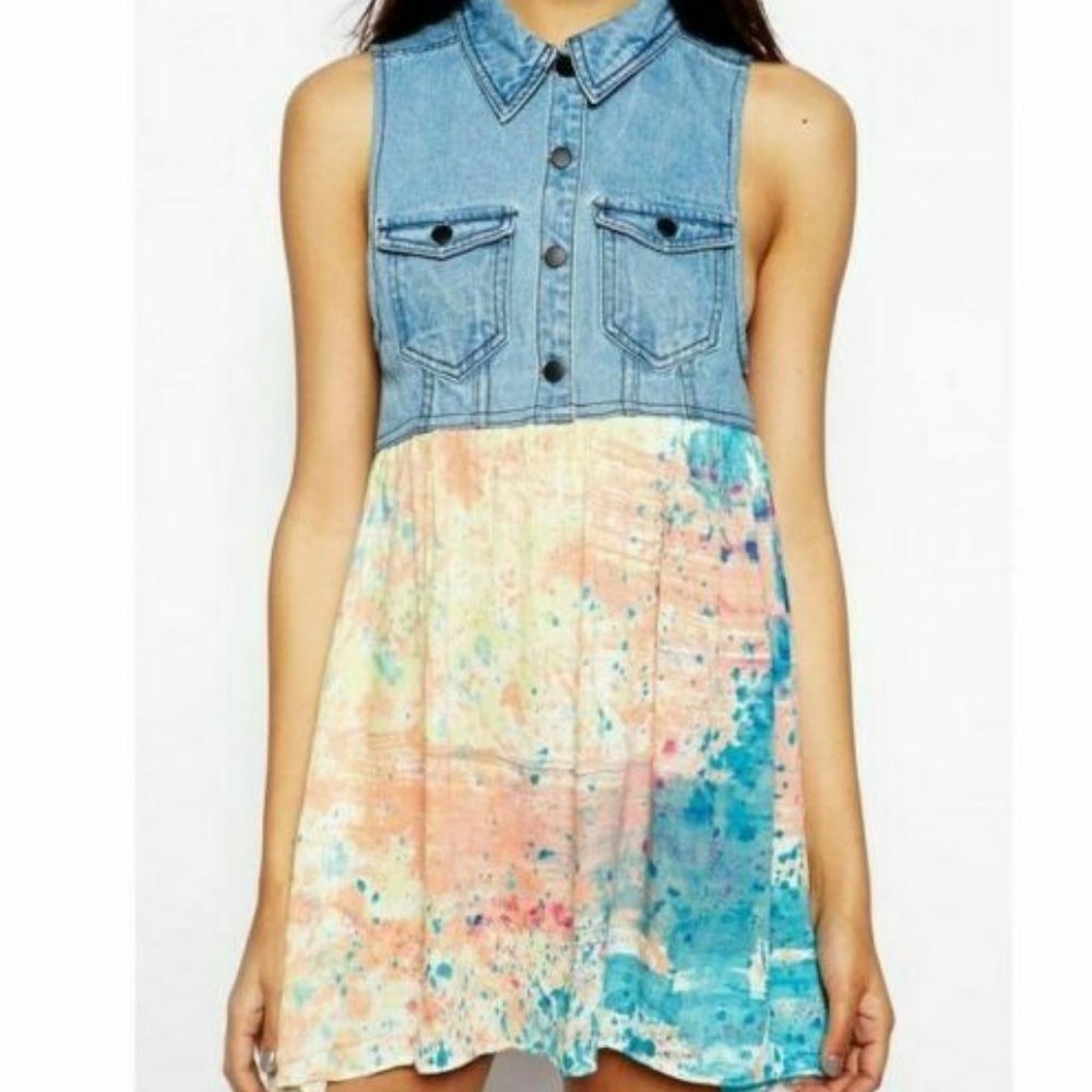 One Teaspoon Women's Denim Speckle Dress Blue